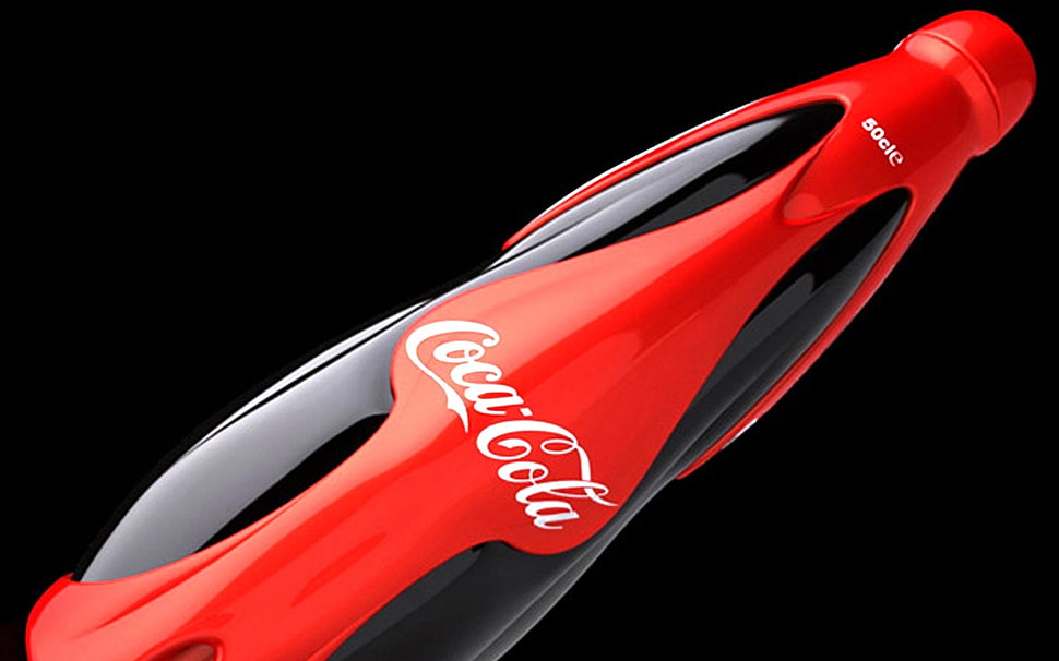 black and red Coca-Cola bottle close-up photo HD wallpaper